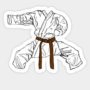 Karate Gi Suit Drawing Brown Belt Sticker